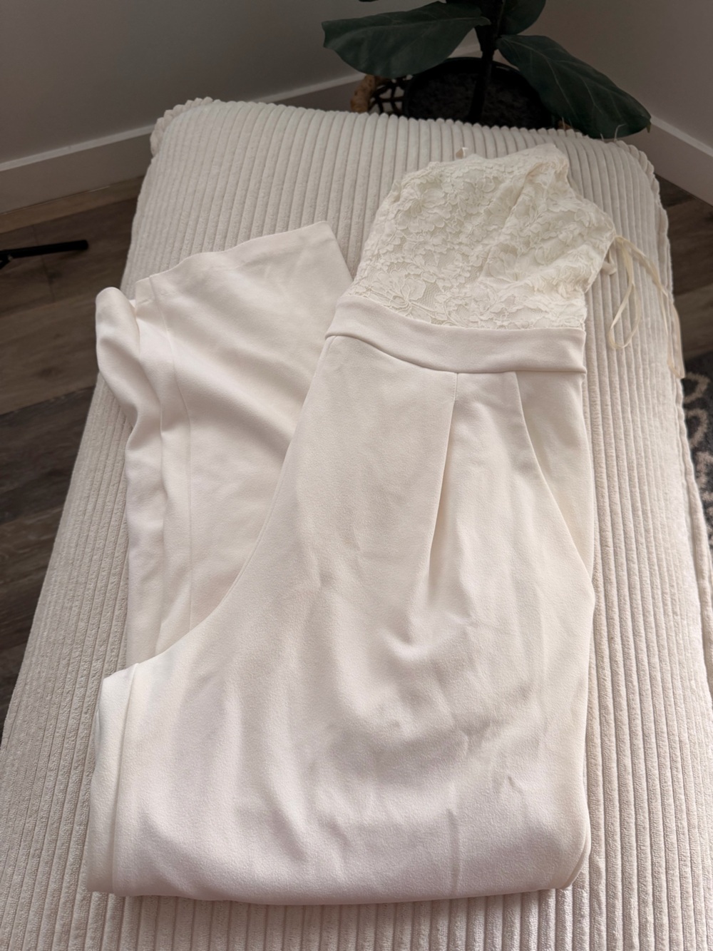 Express Cream Lace Bodice Jumpsuit